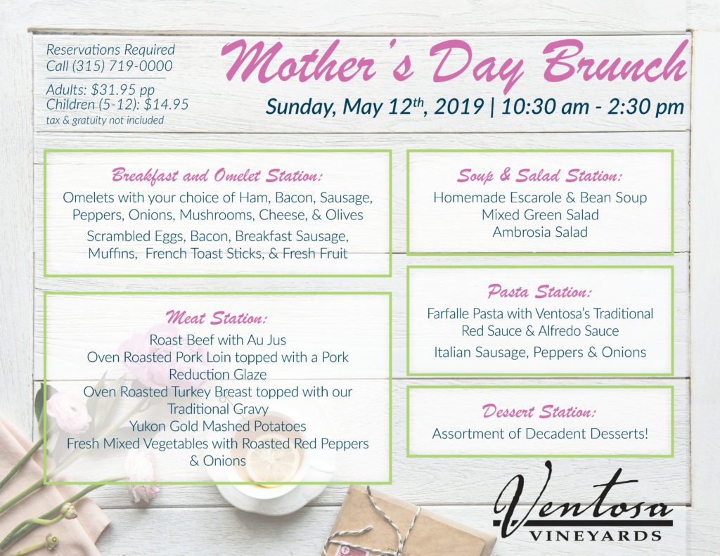 Mother's Day Brunch menu