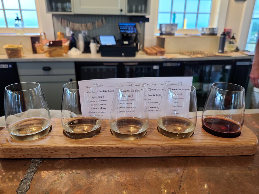 Wine flight at Boundary Breaks