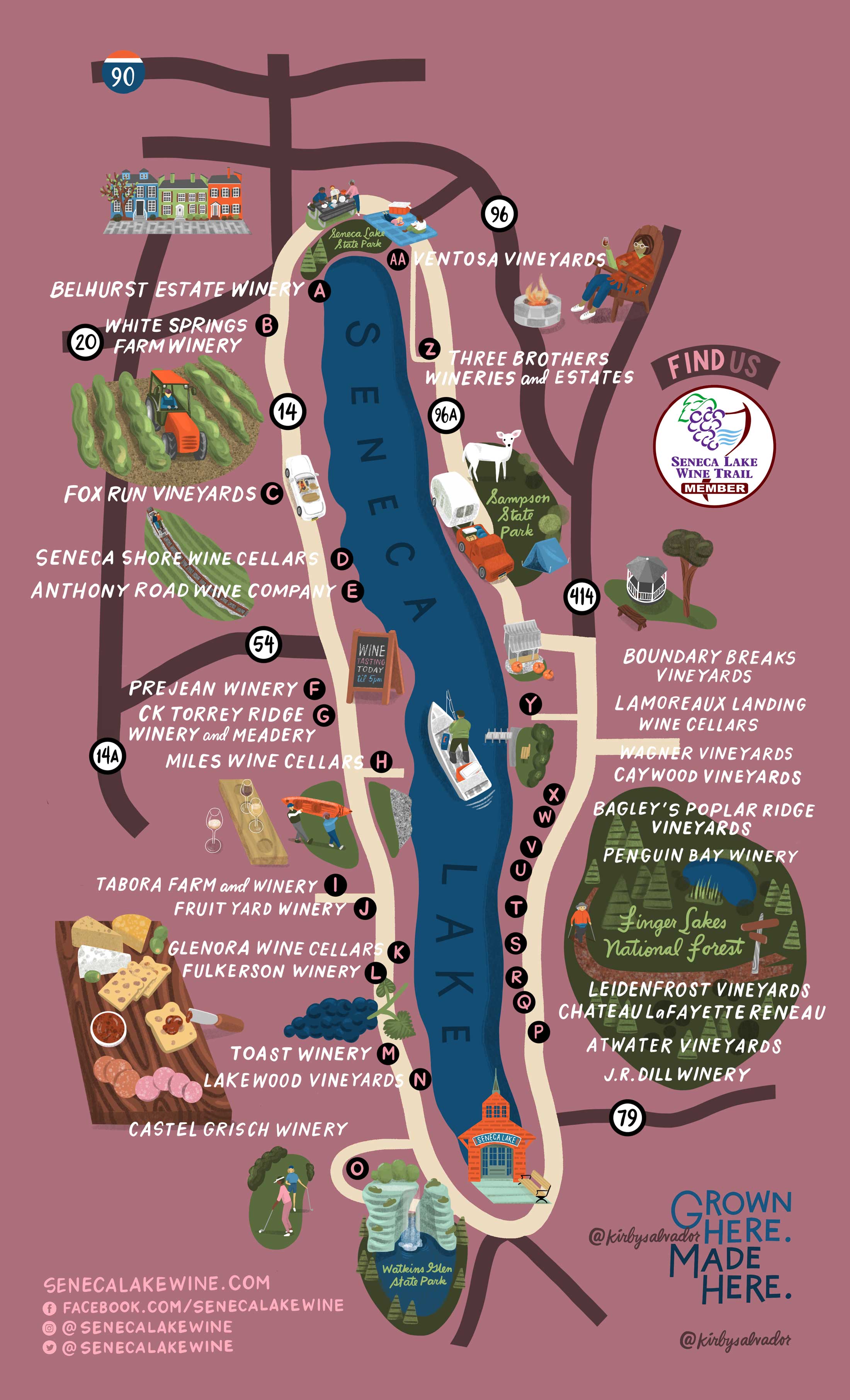 Seneca Lake Wine Trail Map 2024 Monah Thomasa   Slwt IllustratedMap 2022 