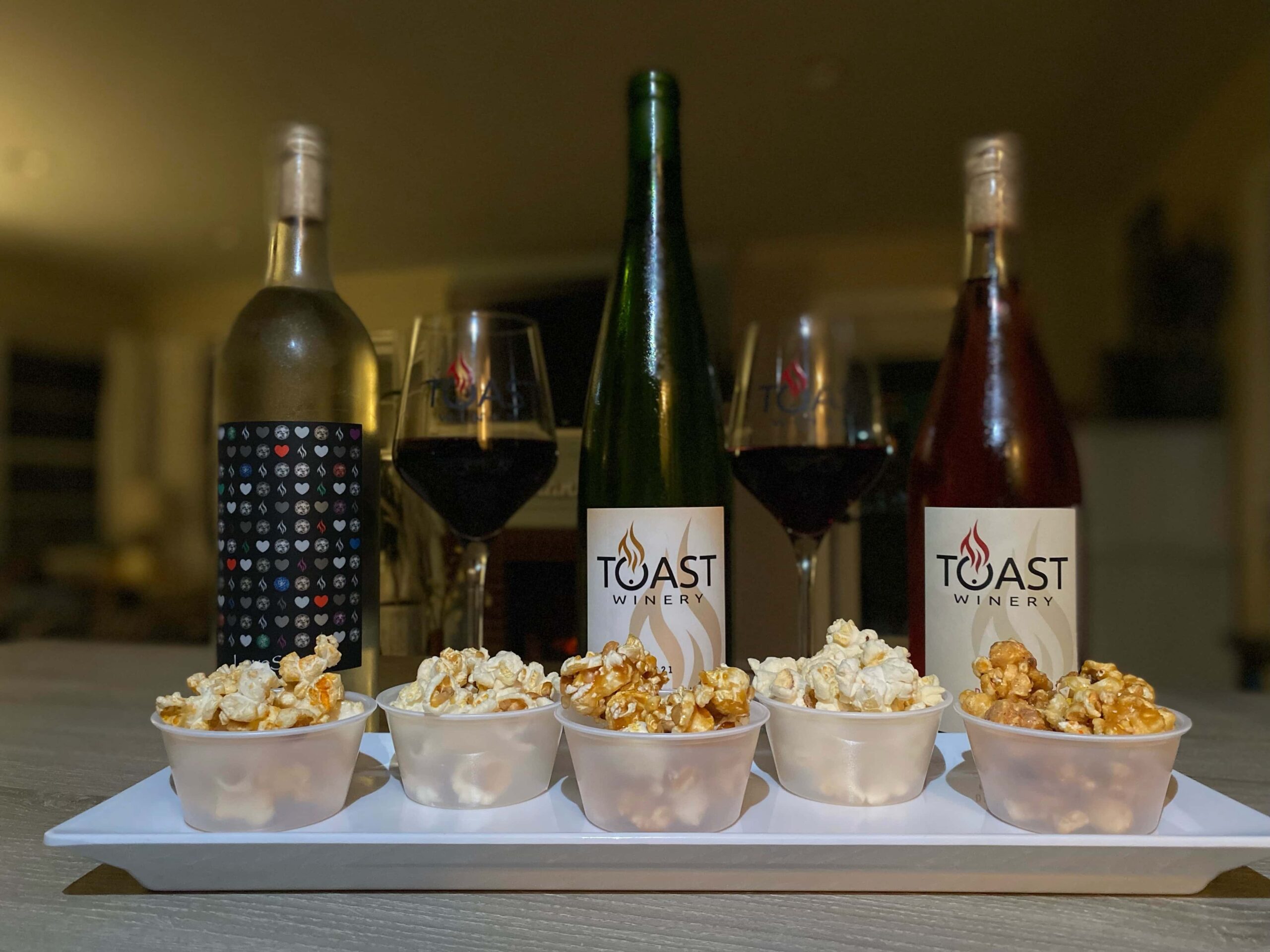 Popcorn and wine pairing at Toast Winery