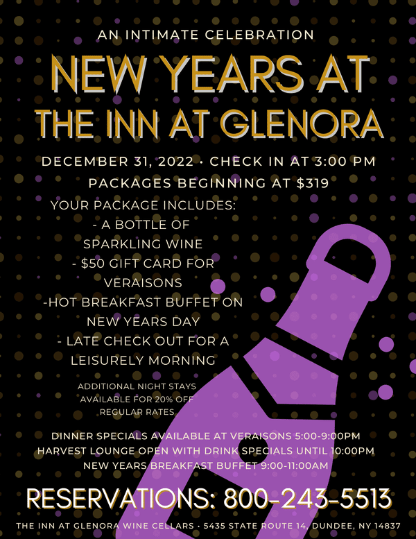 Celebrate NYE in style at Glenora Wine Cellars! Seneca Lake Wine Trail