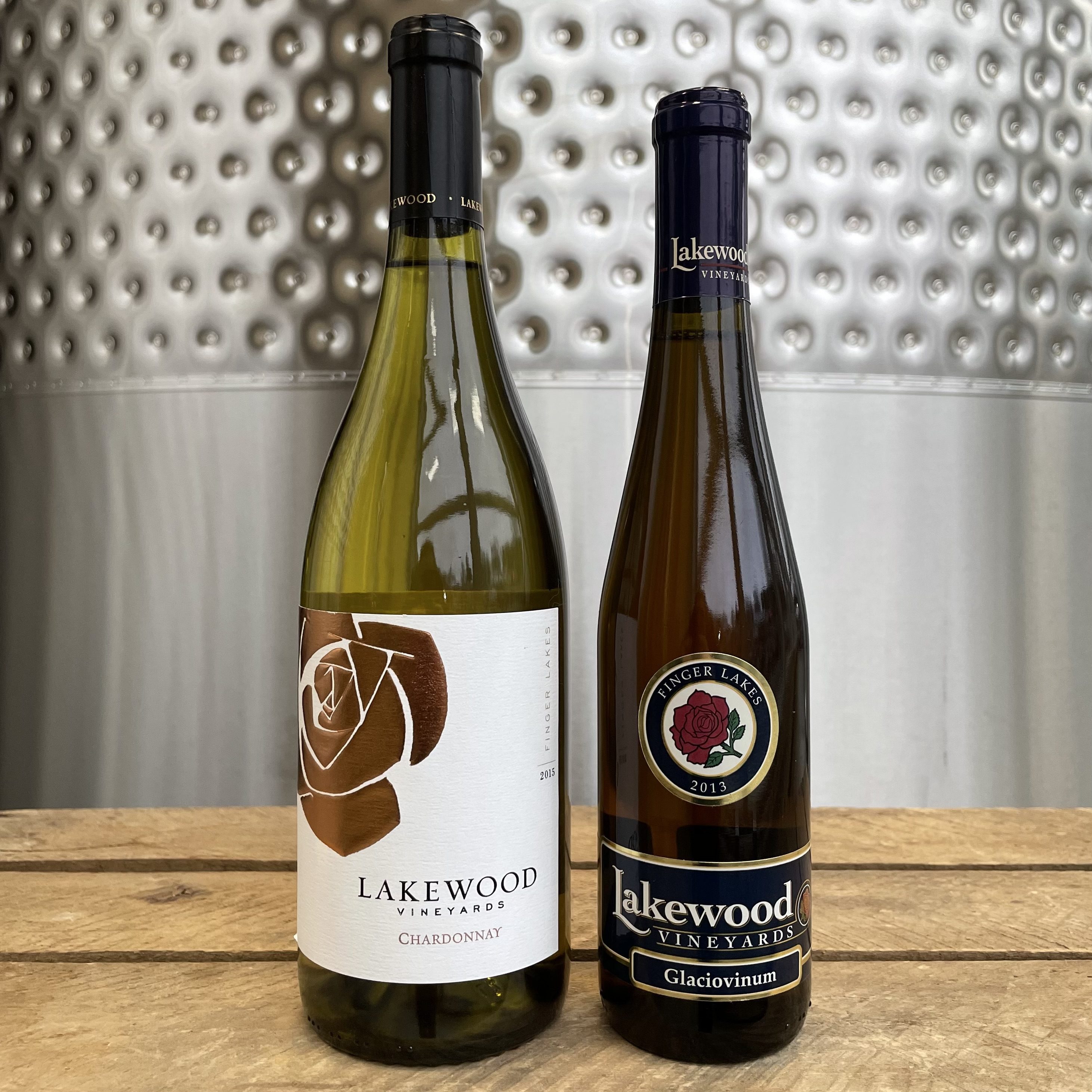 Lakewood Vineyards Chardonnay and Glaciovinum bottles