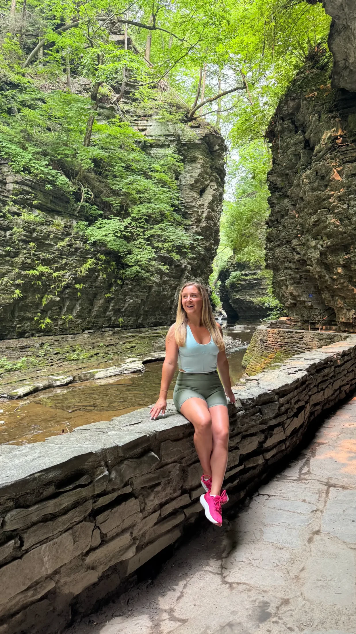 Sitting along the creek on the Gorge Trail at Watkins Glen State Park